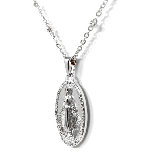 Silver Dainty Virgin Mary Necklace