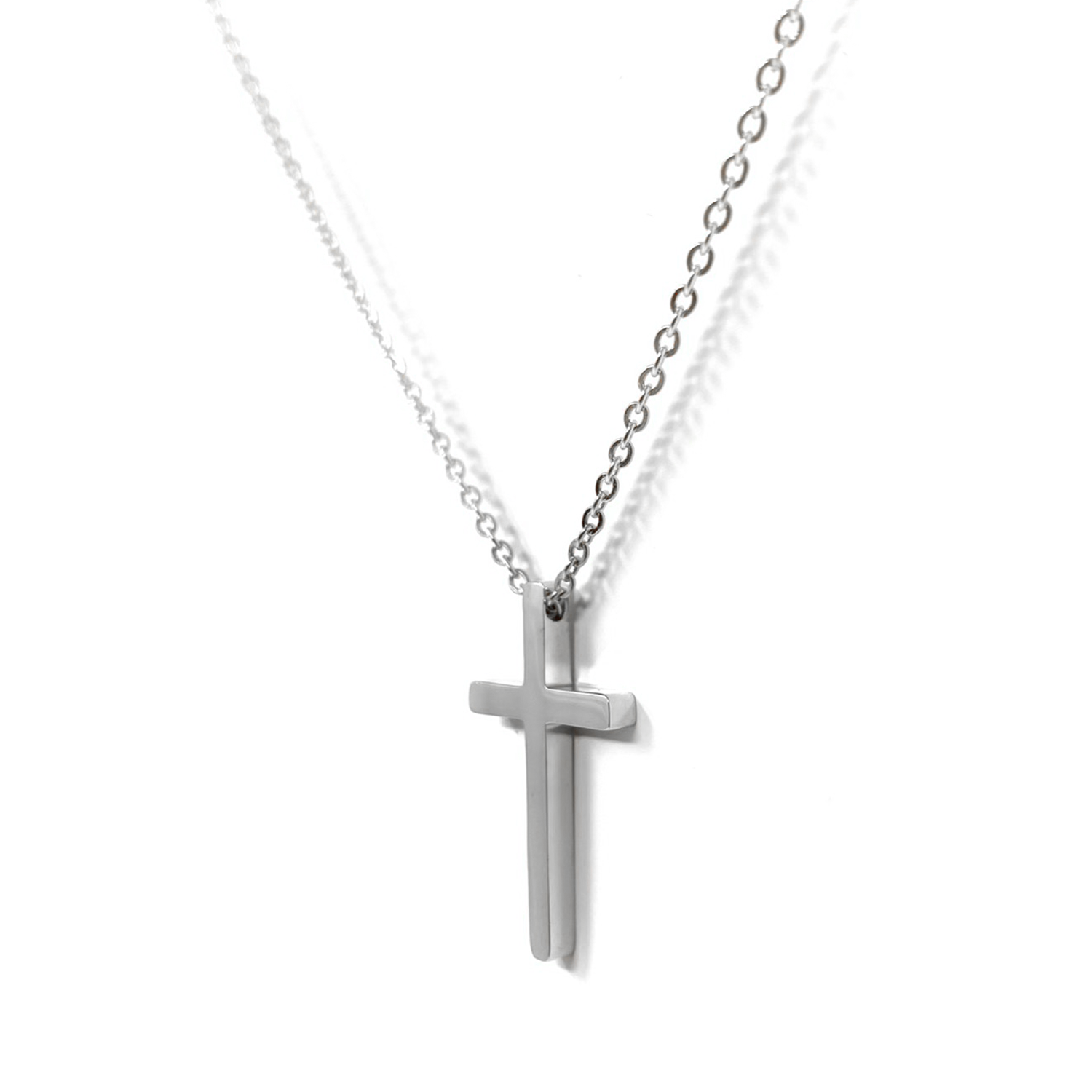 Silver dainty cross online necklace